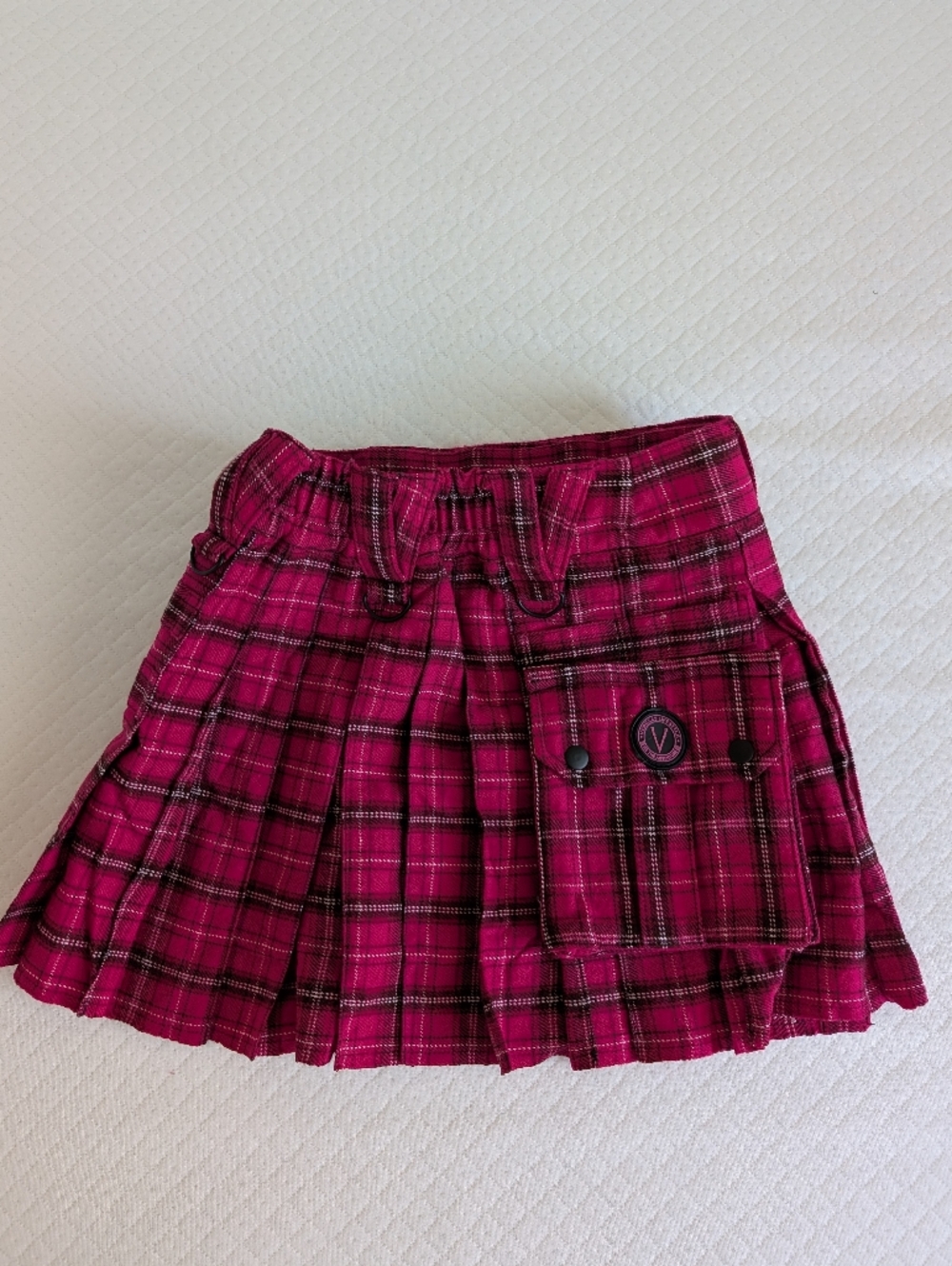 Verillas Hot Pink Plaid Mini Wrap Skirt Cargo Kilt Gothic Punk Manga, size XS